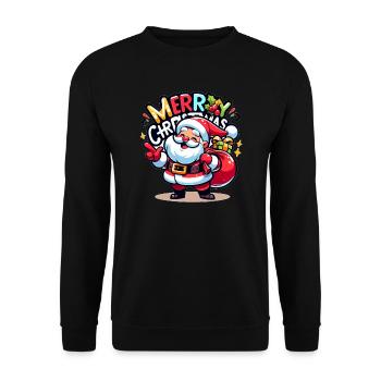 Merry Christmas - Santa Illustration - Unisex Sweatshirt - black - Front - Alina (178cm) & Michal (187cm)