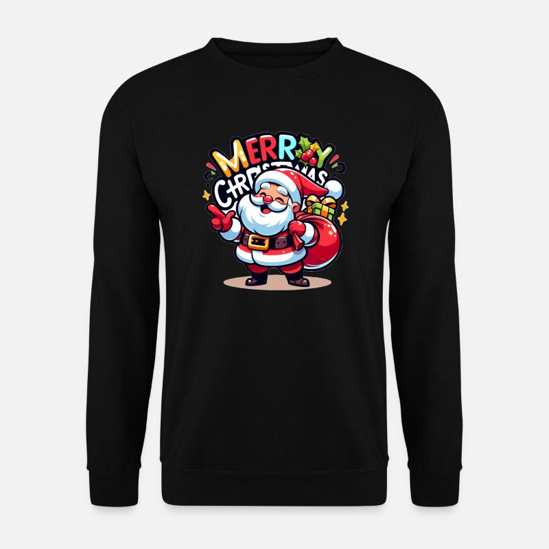 Merry Christmas - Santa Illustration - Unisex Sweatshirt - black