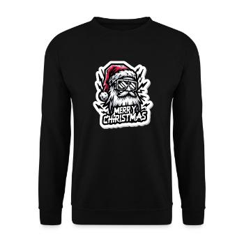 Merry Christmas - Santa Illustration - Unisex Sweatshirt - black - Front - Alina (178cm) & Michal (187cm)