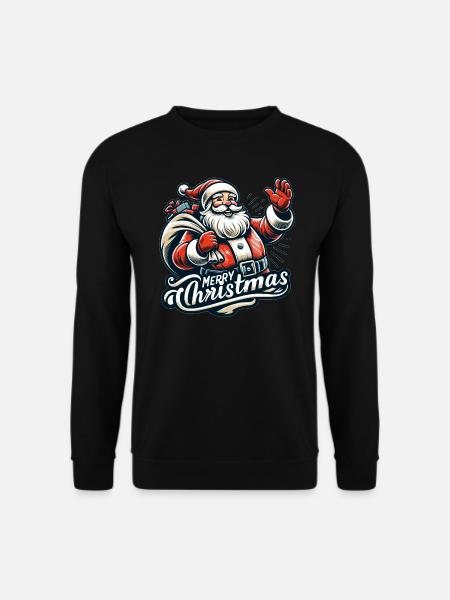 Merry Christmas - Santa Illustration - Unisex Pullover - Schwarz