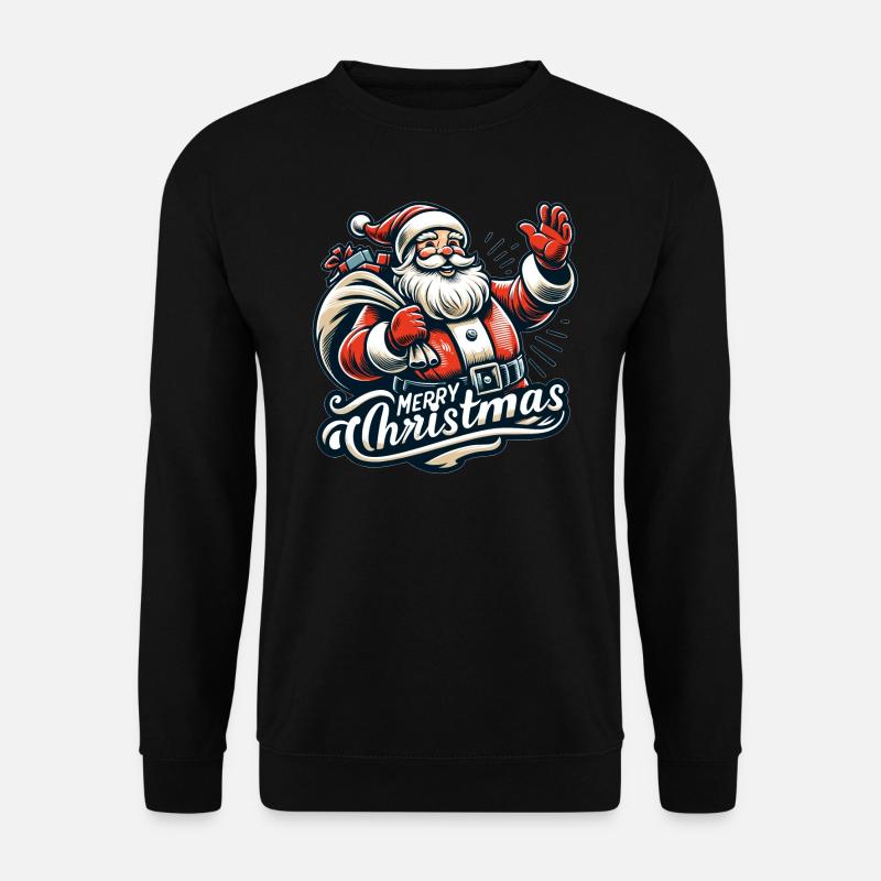 Merry Christmas - Santa Illustration - Unisex Pullover - Schwarz