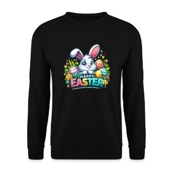Happy Easter - Easter Bunny Illustration - Unisex Sweatshirt - black - Front - Alina (178cm) & Michal (187cm)