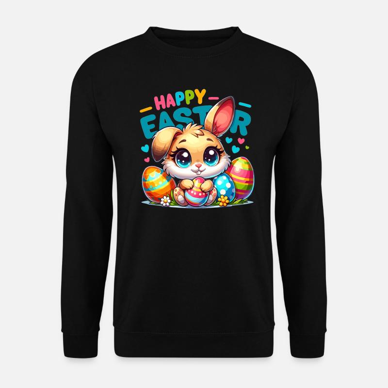 Happy Easter - Easter Bunny Illustration - Unisex Sweatshirt - black