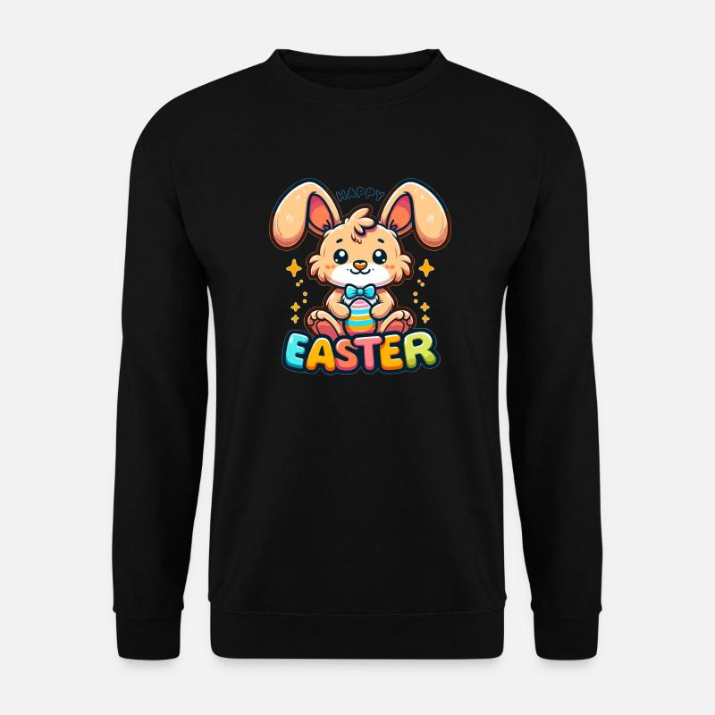 Happy Easter - Easter Bunny Illustration - Unisex Sweatshirt - black