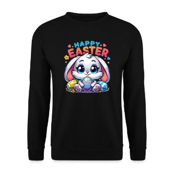 Happy Easter - Easter Bunny Illustration - Unisex Sweatshirt - black - Front - Alina (178cm) & Michal (187cm)