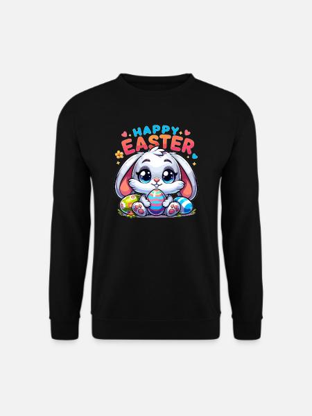 Happy Easter - Easter Bunny Illustration - Unisex Sweatshirt - black