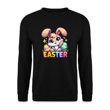 Happy Easter - Easter Bunny Illustration - Unisex Sweatshirt - black - Front - Alina (178cm) & Michal (187cm)