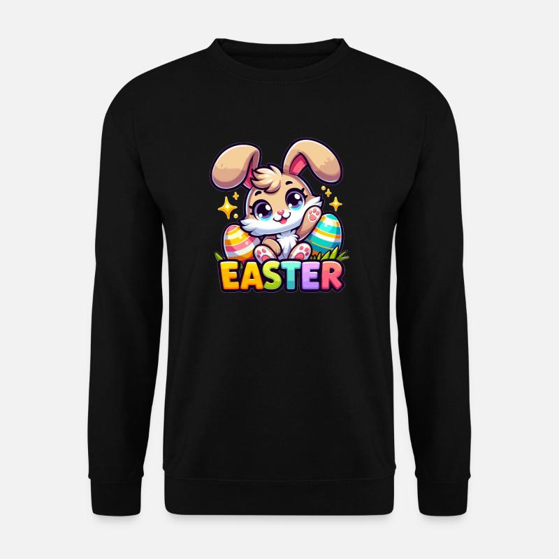 Happy Easter - Easter Bunny Illustration - Unisex Sweatshirt - black