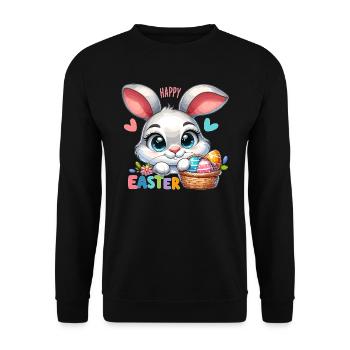 Happy Easter - Easter Bunny Illustration - Unisex Sweatshirt - black - Front - Alina (178cm) & Michal (187cm)