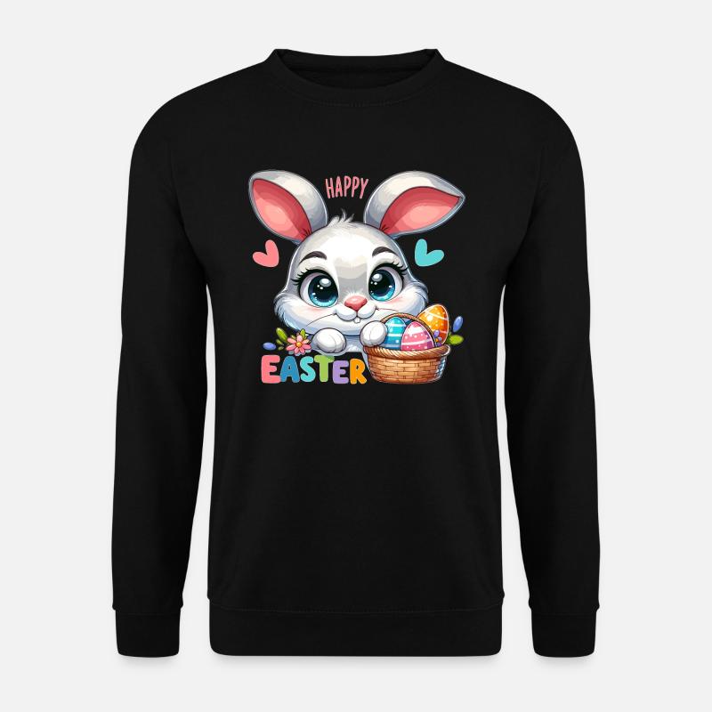 Happy Easter - Easter Bunny Illustration - Unisex Sweatshirt - black