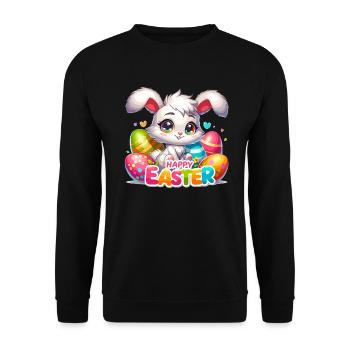 Happy Easter - Easter Bunny Illustration - Unisex Sweatshirt - black - Front - Alina (178cm) & Michal (187cm)