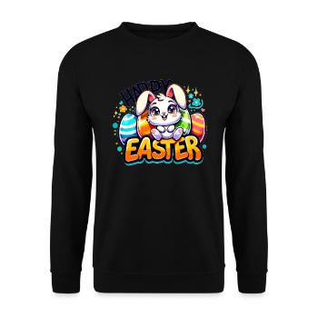 Happy Easter - Easter Bunny Illustration - Unisex Sweatshirt - black - Front - Alina (178cm) & Michal (187cm)