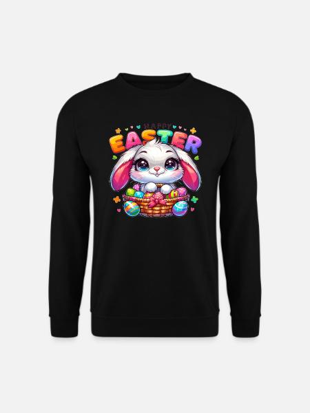 Happy Easter - Easter Bunny Illustration - Unisex Sweatshirt - black