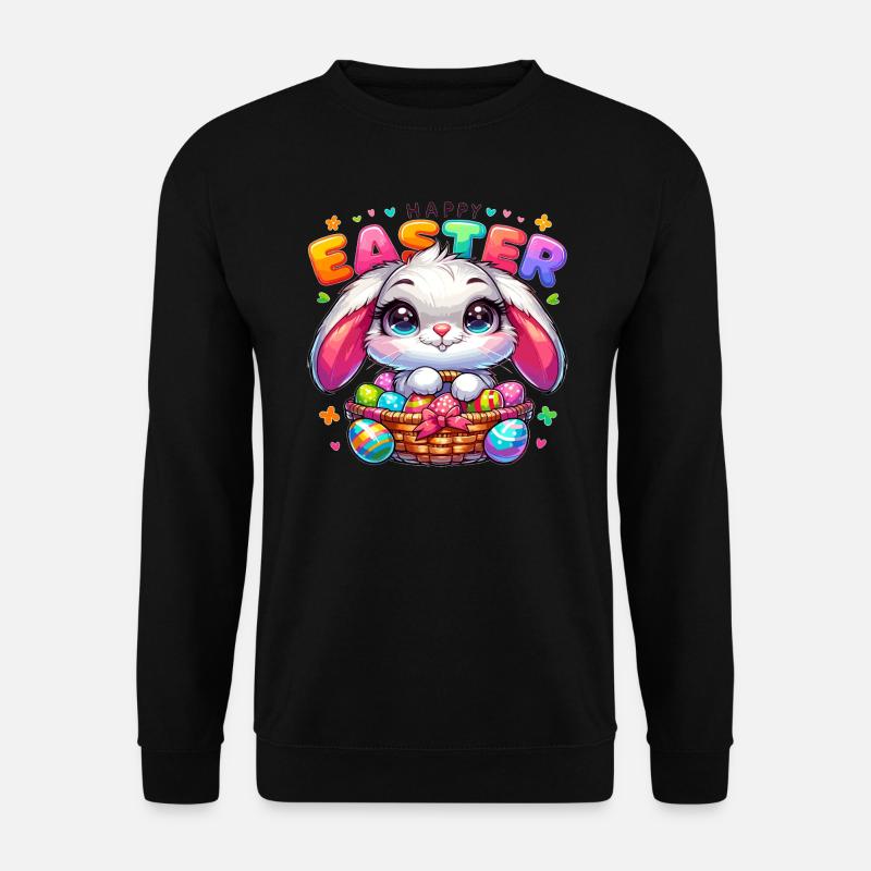 Happy Easter - Easter Bunny Illustration - Unisex Sweatshirt - black