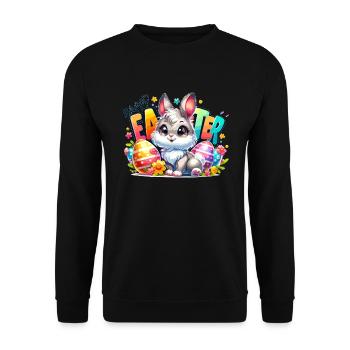Happy Easter - Easter Bunny Illustration - Unisex Sweatshirt - black - Front - Alina (178cm) & Michal (187cm)