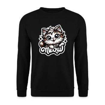 Meow - Cat Illustration - Unisex Sweatshirt - black - Front - Alina (178cm) & Michal (187cm)