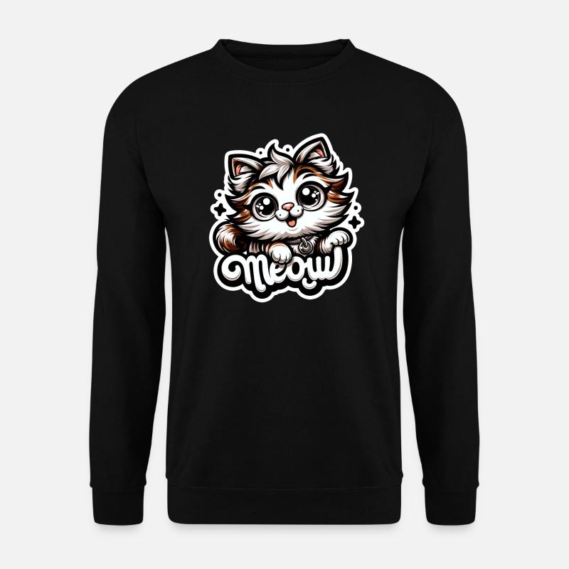 Meow - Cat Illustration - Unisex Sweatshirt - black