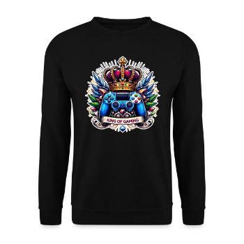 King of Gaming - Controller and Crown Illustration - Unisex Sweatshirt - black - Front - Alina (178cm) & Michal (187cm)