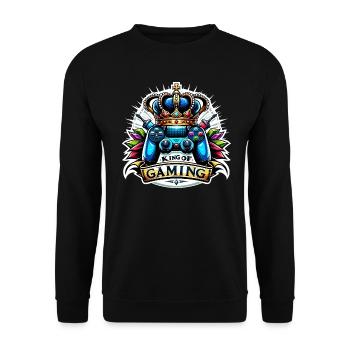 King of Gaming - Controller and Crown Illustration - Unisex Sweatshirt - black - Front - Alina (178cm) & Michal (187cm)