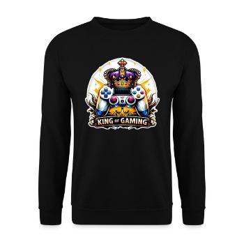 King of Gaming - Controller and Crown Illustration - Unisex Sweatshirt - black - Front - Alina (178cm) & Michal (187cm)
