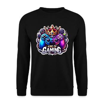 King of Gaming - Controller and Crown Illustration - Unisex Sweatshirt - black - Front - Alina (178cm) & Michal (187cm)