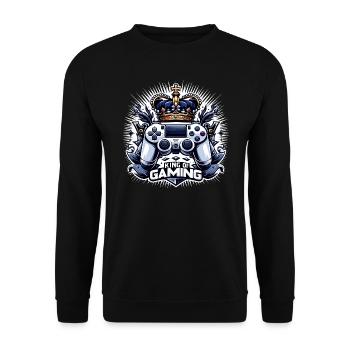 King of Gaming - Controller and Crown Illustration - Unisex Sweatshirt - black - Front - Alina (178cm) & Michal (187cm)
