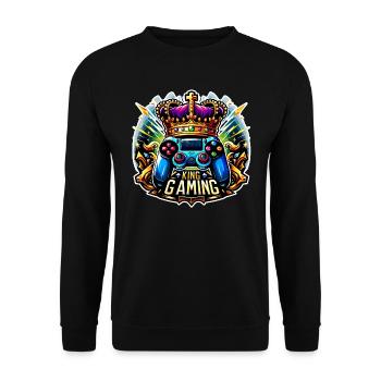 King of Gaming - Controller and Crown Illustration - Unisex Sweatshirt - black - Front - Alina (178cm) & Michal (187cm)