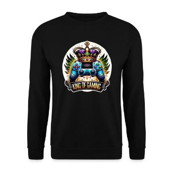 King of Gaming - Controller and Crown Illustration - Unisex Sweatshirt - black - Front - Alina (178cm) & Michal (187cm)
