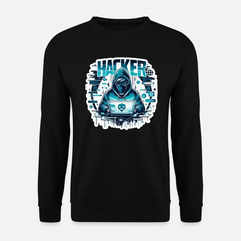 Hacker - Illustration - Unisex Pullover - Schwarz