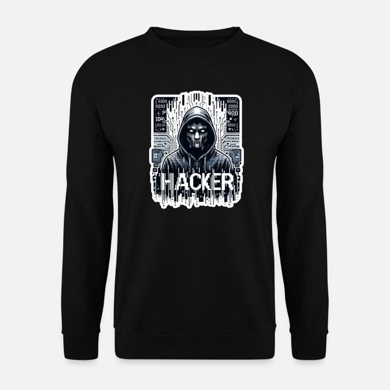 Hacker - Illustration - Unisex Pullover - Schwarz