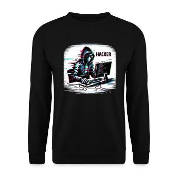 Hacker - Illustration - Sweat-shirt Unisexe - noir - Devant - Alina (178cm) & Michal (187cm)