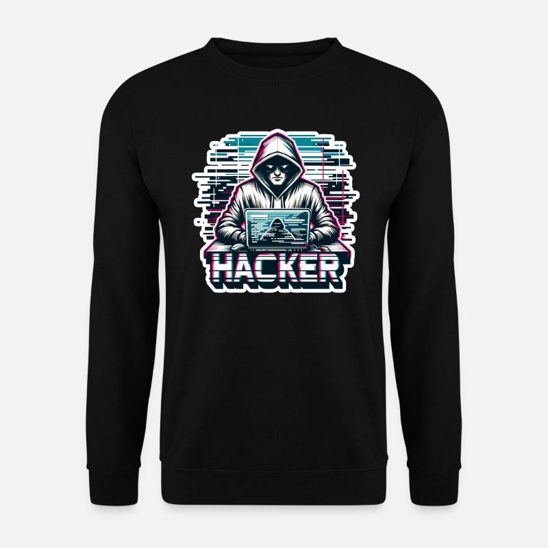 Hacker - Illustration - Unisex Pullover - Schwarz