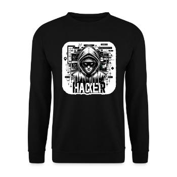 Hacker - Illustration - Sweat-shirt Unisexe - noir - Devant - Alina (178cm) & Michal (187cm)