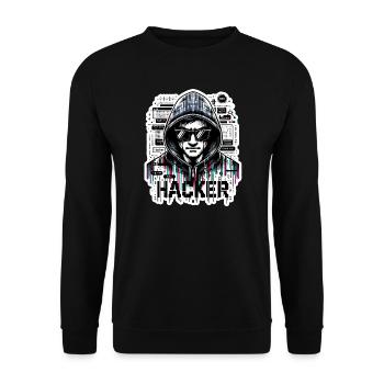 Hacker - Illustration - Sweat-shirt Unisexe - noir - Devant - Alina (178cm) & Michal (187cm)