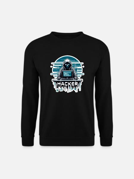 Hacker - Illustration - Unisex Pullover - Schwarz