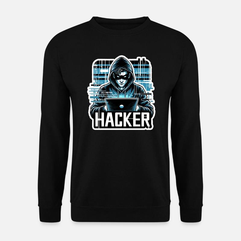 Hacker - Illustration - Unisex Pullover - Schwarz