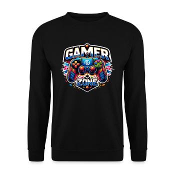Gamer Zone - Controller Illustration - Unisex Pullover - Schwarz - Vorne - Alina (178cm) & Michal (187cm)