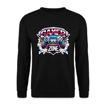 Gamer Zone - Controller Illustration - Unisex Pullover - Schwarz - Vorne - Alina (178cm) & Michal (187cm)