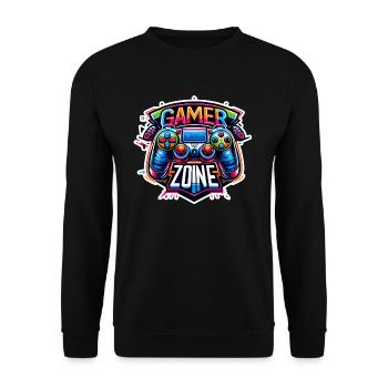 Gamer Zone - Controller Illustration - Unisex Pullover - Schwarz - Vorne - Alina (178cm) & Michal (187cm)