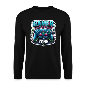 Gamer Zone - Controller Illustration - Unisex Pullover - Schwarz - Vorne - Alina (178cm) & Michal (187cm)