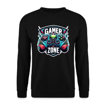 Gamer Zone - Controller Illustration - Unisex Pullover - Schwarz - Vorne - Alina (178cm) & Michal (187cm)