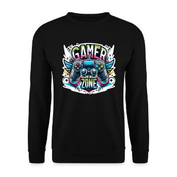 Gamer Zone - Controller Illustration - Unisex Pullover - Schwarz - Vorne - Alina (178cm) & Michal (187cm)