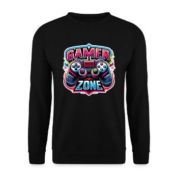 Gamer Zone - Controller Illustration - Unisex Pullover - Schwarz - Vorne - Alina (178cm) & Michal (187cm)