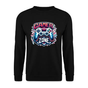 Gamer Zone - Controller Illustration - Unisex Pullover - Schwarz - Vorne - Alina (178cm) & Michal (187cm)