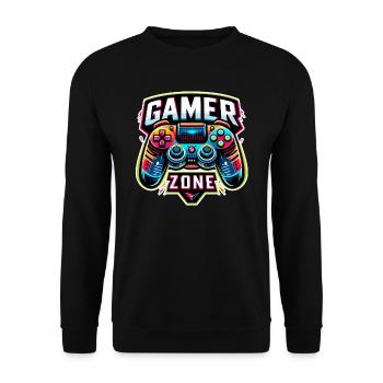 Gamer Zone - Controller Illustration - Unisex Pullover - Schwarz - Vorne - Alina (178cm) & Michal (187cm)