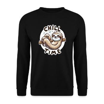 Chill Time - Illustration du paresseux - Sweat-shirt Unisexe - noir - Devant - Alina (178cm) & Michal (187cm)