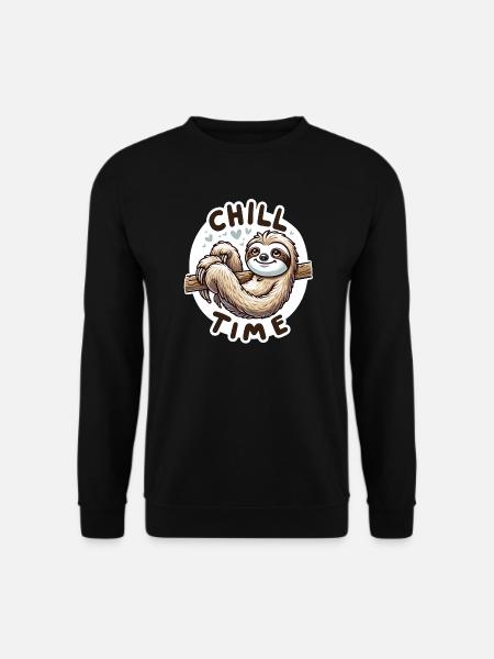 Chill Time - Sloth Illustration - Unisex Sweatshirt - black