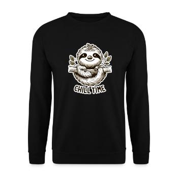 Chill Time - Illustration du paresseux - Sweat-shirt Unisexe - noir - Devant - Alina (178cm) & Michal (187cm)