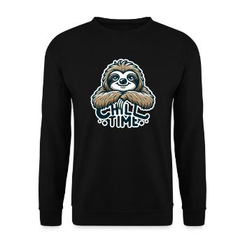 Chill Time - Illustration du paresseux - Sweat-shirt Unisexe - noir - Devant - Alina (178cm) & Michal (187cm)