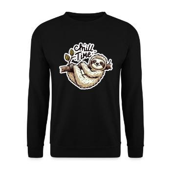 Chill Time - Illustration du paresseux - Sweat-shirt Unisexe - noir - Devant - Alina (178cm) & Michal (187cm)